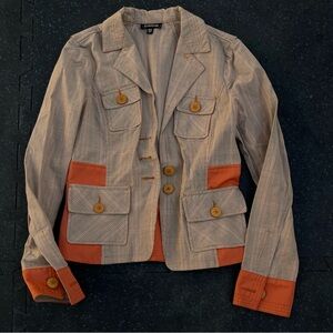Bebe Vintage Tangerine Plaid Blazer Size 6